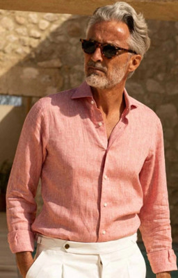 Common Men Men Solid Formal Pink Shirt