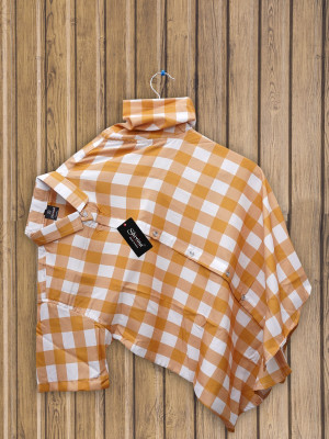 HouseOfCommon Men Solid, Checkered Formal White, Yellow Shirt