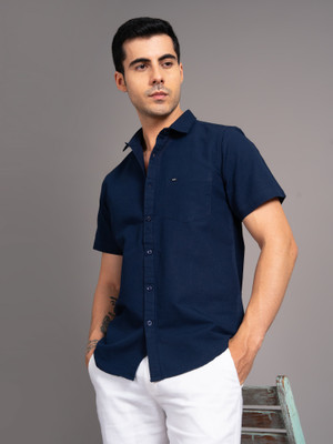 GRANDSTITCH Men Solid Casual Blue Shirt