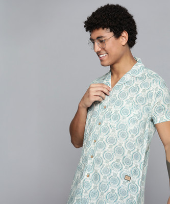 DENNISON Men Printed Casual White Shirt