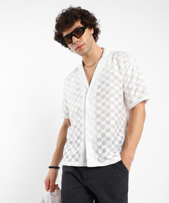 CAMPUS SUTRA Men Self Design Casual White Shirt