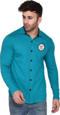 tfurnish Men Self Design Casual Light Green Shirt