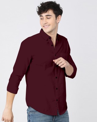 SAADIWALA Men Solid Casual Maroon Shirt