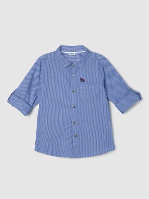 MAX Boys Striped Casual Blue Shirt