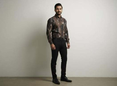 LooksStyle Men Printed Casual Brown Shirt