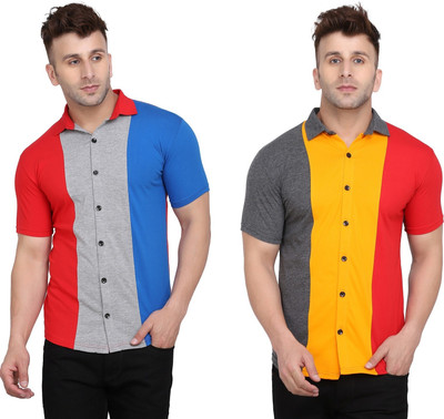 GEUM Men Solid Formal Multicolor Shirt(Pack of 2)