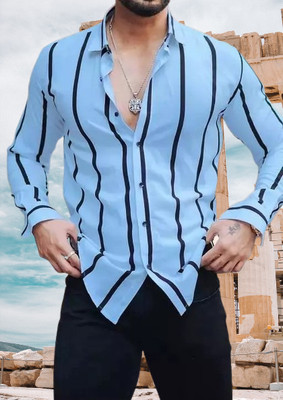 Divybhav Men Striped Casual Blue Shirt