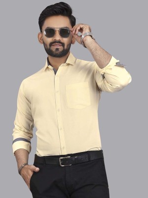 METRONAUT Men Solid Formal Yellow Shirt