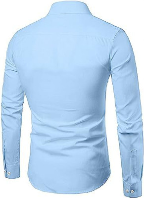Frenfine Fashion Men Solid Formal Light Blue Shirt