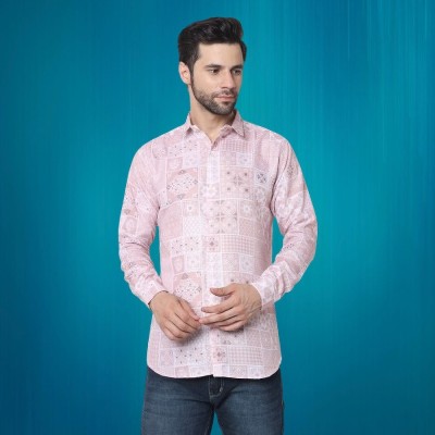 Sumit Fab Men Self Design Casual Pink Shirt