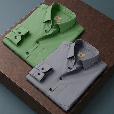 Khushi Creation Men Solid Casual Green Shirt(Pack of 2)