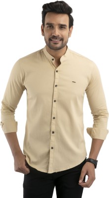 Vcom Men Solid Casual Beige Shirt