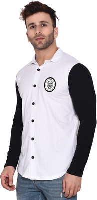 tfurnish Men Solid Casual Black, White Shirt