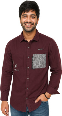 SSGN Men Printed Casual Maroon Shirt