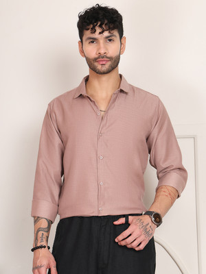 Tanip Men Solid Formal Pink Shirt