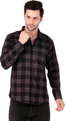Masher Men Checkered Casual Grey Shirt