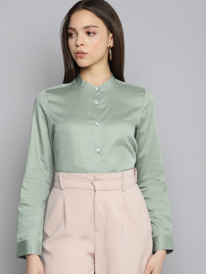 DENNISON Women Solid Casual Green Shirt