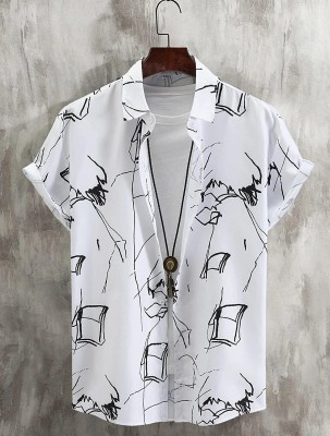 Nirvaan Men Printed Casual White, Black Shirt