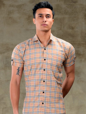 SGF TREND Men Printed Casual Cream Shirt