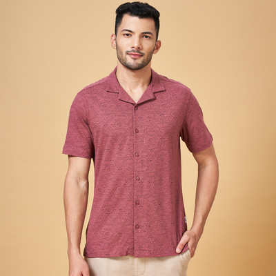 7 Alt by Pantaloons Men Printed Casual Pink Shirt