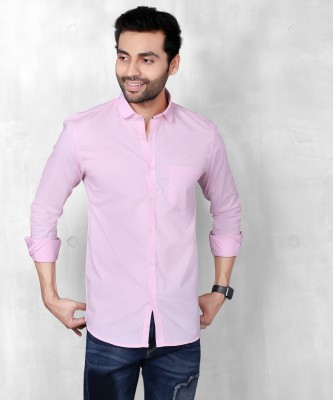 5TH ANFOLD Men Solid Casual Pink Shirt