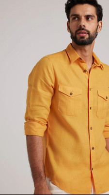 Common Men Men Solid Casual Yellow Shirt