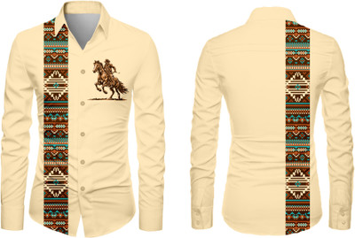 VMENTERPRISE Men Printed Casual Beige Shirt
