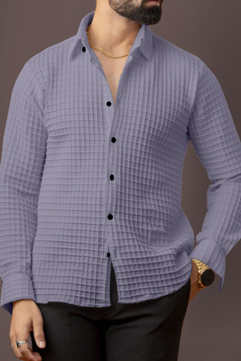 PRIMEFIELD Men Self Design Casual Grey Shirt