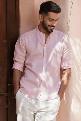 greet fashion Men Solid Casual Pink Shirt