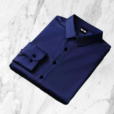 Frandoki Fashion Men Solid Casual Blue Shirt