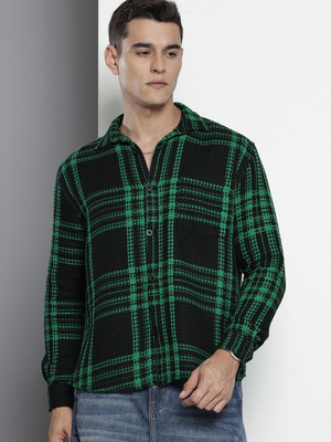 The Indian Garage Co. Men Checkered Casual Black Shirt