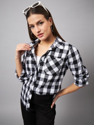 Style Quotient Women Checkered Casual Black Shirt