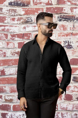Shivdixit Men Solid Casual Black Shirt