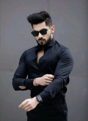 StellLIFESTYLE Trend Men Solid Casual Black Shirt