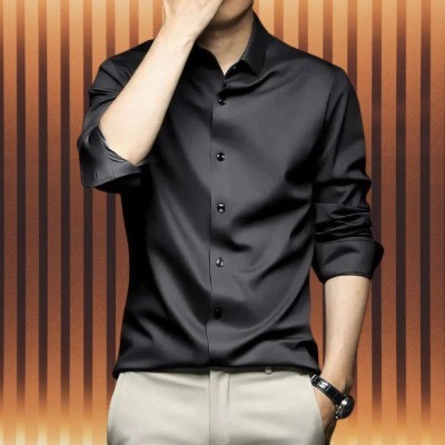 SATADHAR ENTERPRISE Men Solid Formal Black Shirt