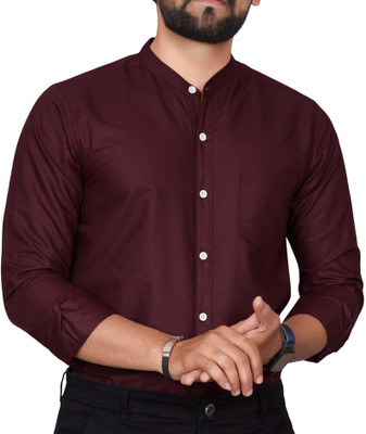 GLOBAL NOMAD Men Solid Casual Maroon Shirt