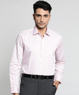 VAN HEUSEN Men Checkered Formal Pink Shirt