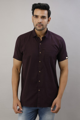 Pactimo Men Solid Casual Purple Shirt