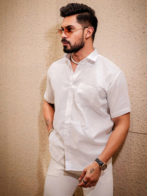 METRONAUT Men Solid Casual White Shirt