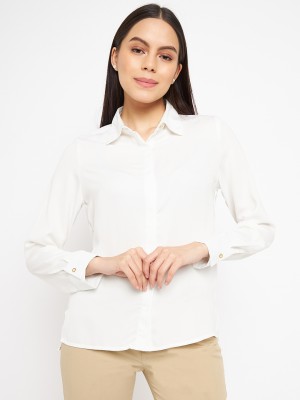 MADAME Women Solid Casual White Shirt