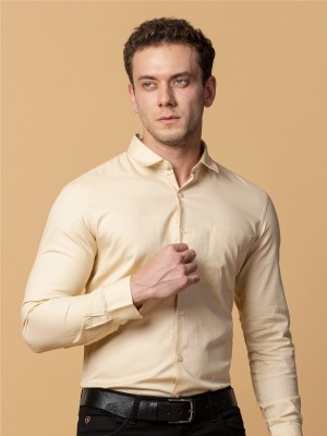 Berkshire Men Solid Formal Beige Shirt