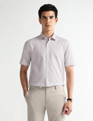 ARROW Men Geometric Print Formal Purple Shirt