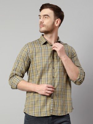 CANTABIL Men Checkered Casual Green Shirt