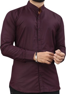 Bawagarments Men Solid Casual Maroon Shirt