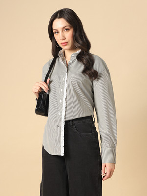 Globus Women Striped Formal Black, White Shirt