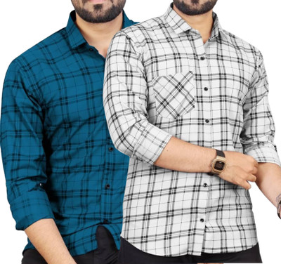 Click Everyday Men Checkered Casual Multicolor Shirt(Pack of 2)