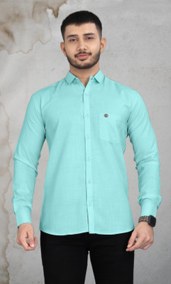 REJIO Men Self Design Casual Light Green Shirt