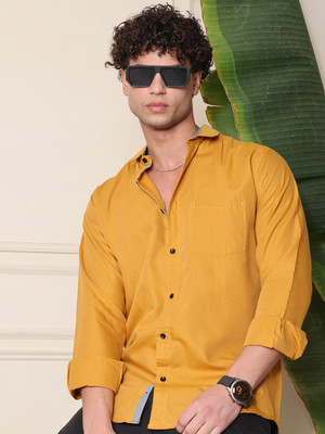 METRONAUT Men Solid Casual Yellow Shirt