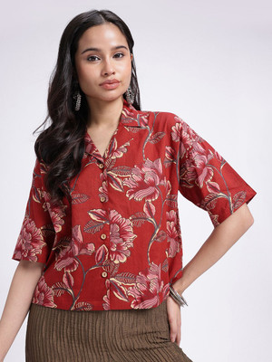 fusion by glitchez Women Printed Casual Red Shirt