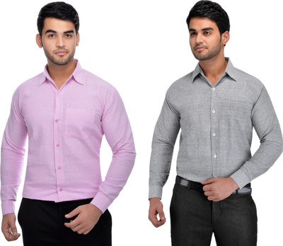 DESHBANDHU KHADI Men Solid Formal Multicolor Shirt(Pack of 2)
